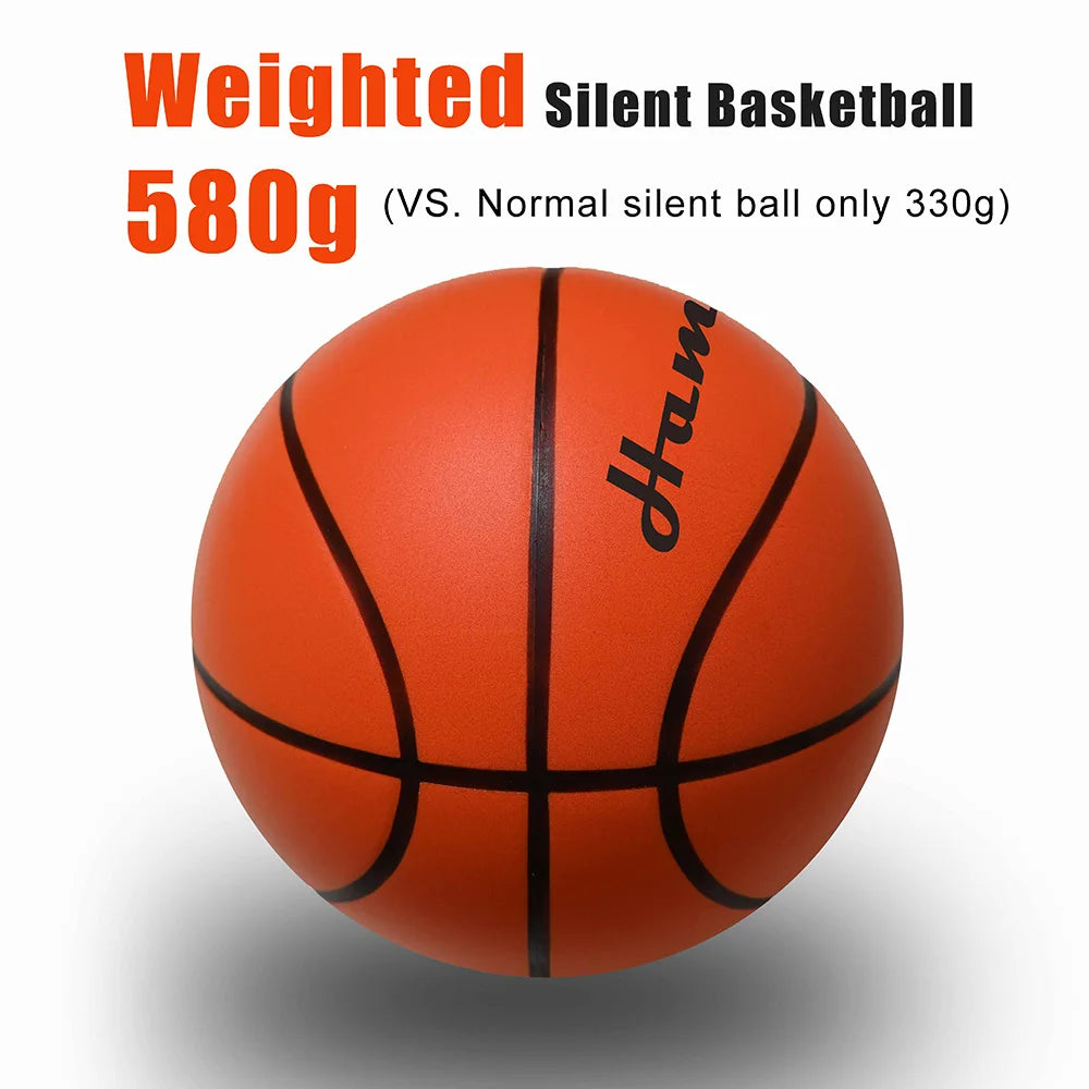 580G Silent Basketball Noiseless Dribble Indoor Size 7- 29.5Inch PU Foam Airless Basketball Quiet Bounce 90% of Real Basketball