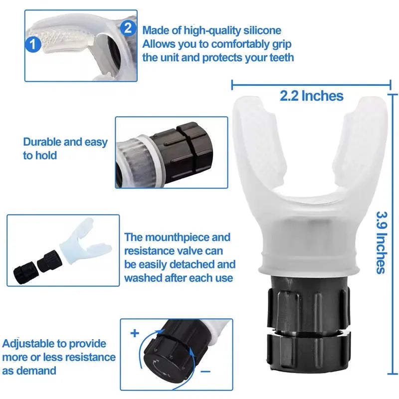 1Pcs Breathing Exercise for Lungs Portable Breath Fitness Exerciser Device Endurance Workout with Adjustable Resistances Sports