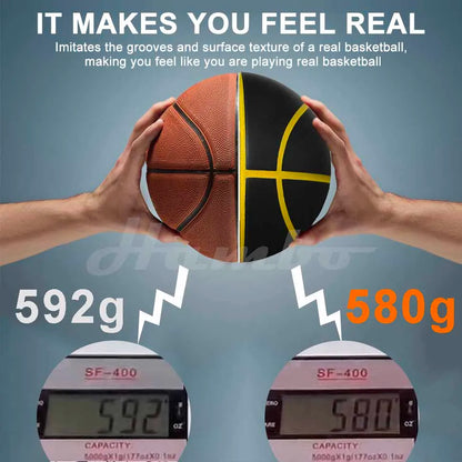 580G Silent Basketball Noiseless Dribble Indoor Size 7- 29.5Inch PU Foam Airless Basketball Quiet Bounce 90% of Real Basketball