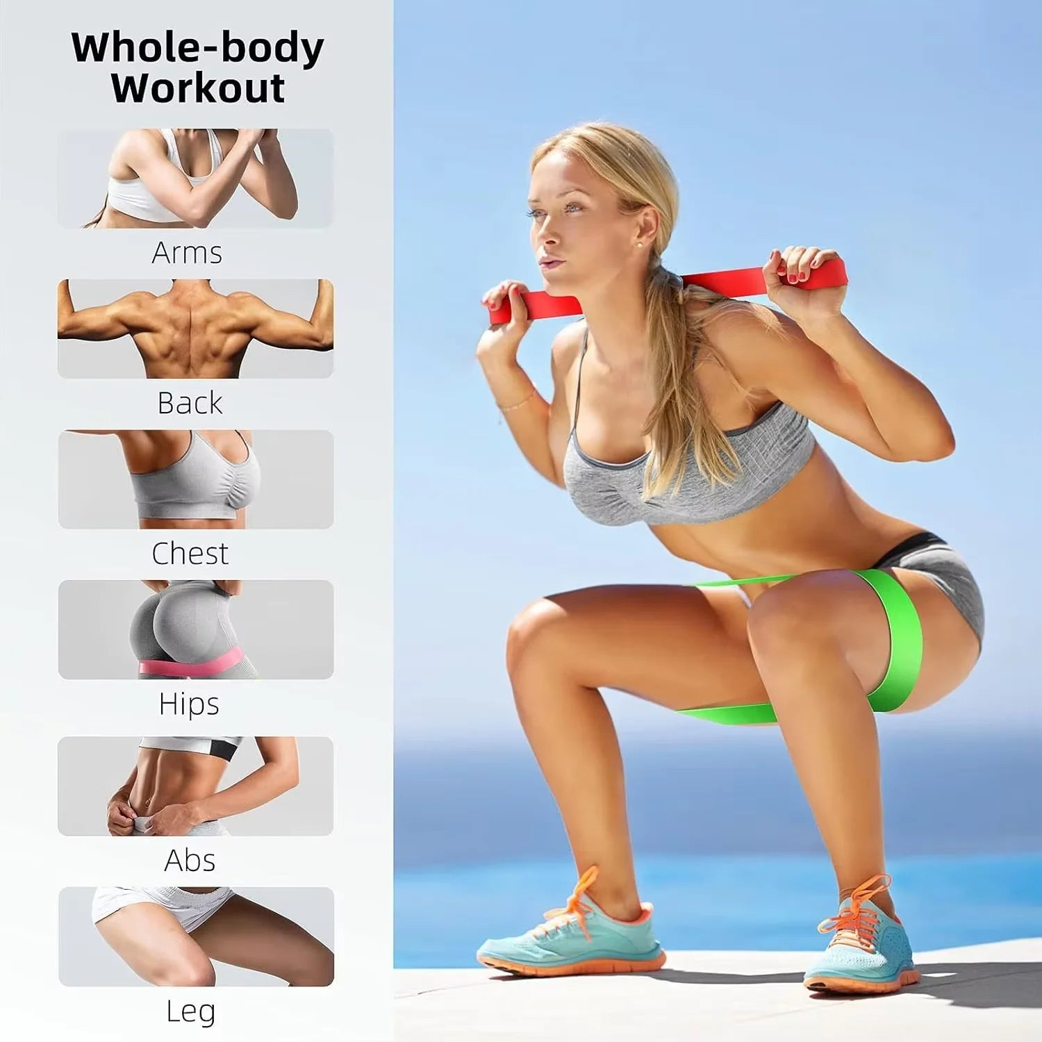 5Pcs Tpe Resistance Bands Fitness Set Rubber Loop Strength Training Workout Expander Yoga Gym Equipment Elastic Portable Pilates