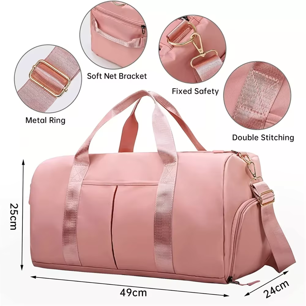 Gym Bag with Shoe Compartment and Wet Bag, Women'S Airplane Travel Duffel Bag, Sports Fitness Tote Bag for Swimming Yoga