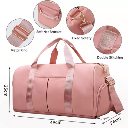 Gym Bag with Shoe Compartment and Wet Bag, Women'S Airplane Travel Duffel Bag, Sports Fitness Tote Bag for Swimming Yoga