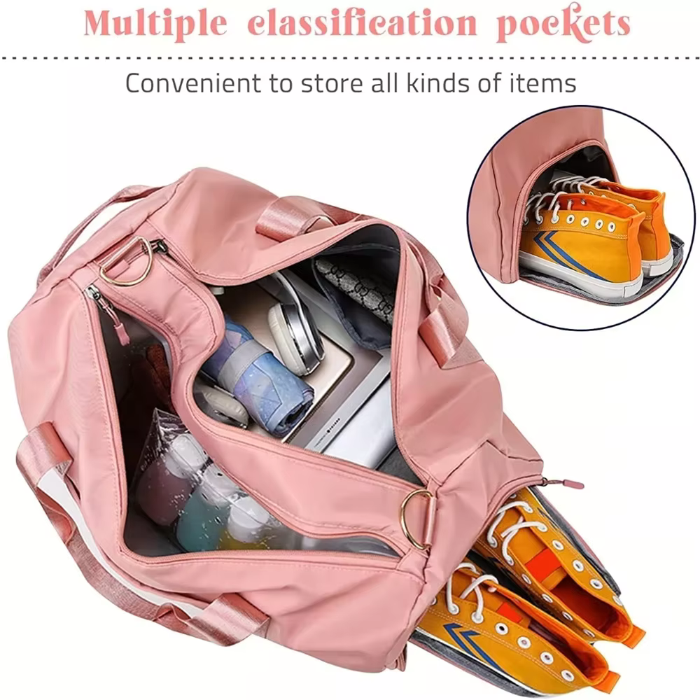 Gym Bag with Shoe Compartment and Wet Bag, Women'S Airplane Travel Duffel Bag, Sports Fitness Tote Bag for Swimming Yoga